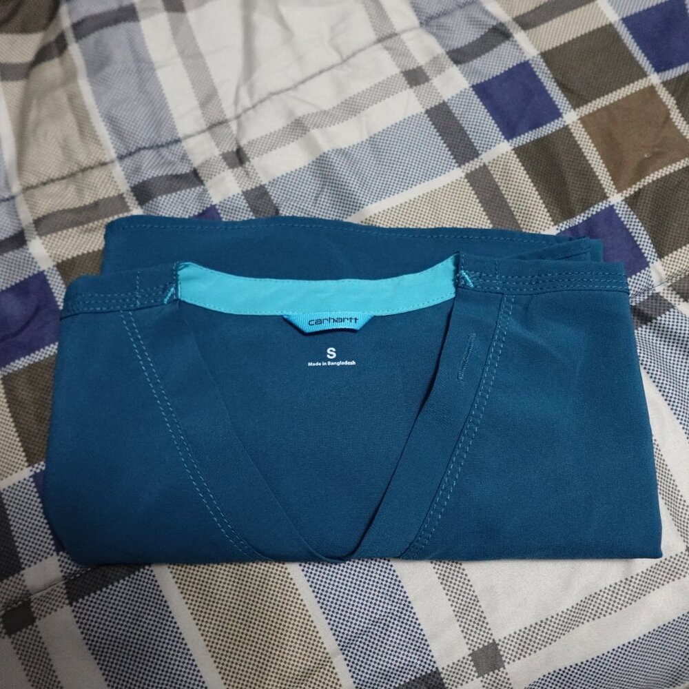 Carhartt Force Scrub Top Women’s Small Teal‎ V-Neck Utility Workwear - Picture 9 of 9